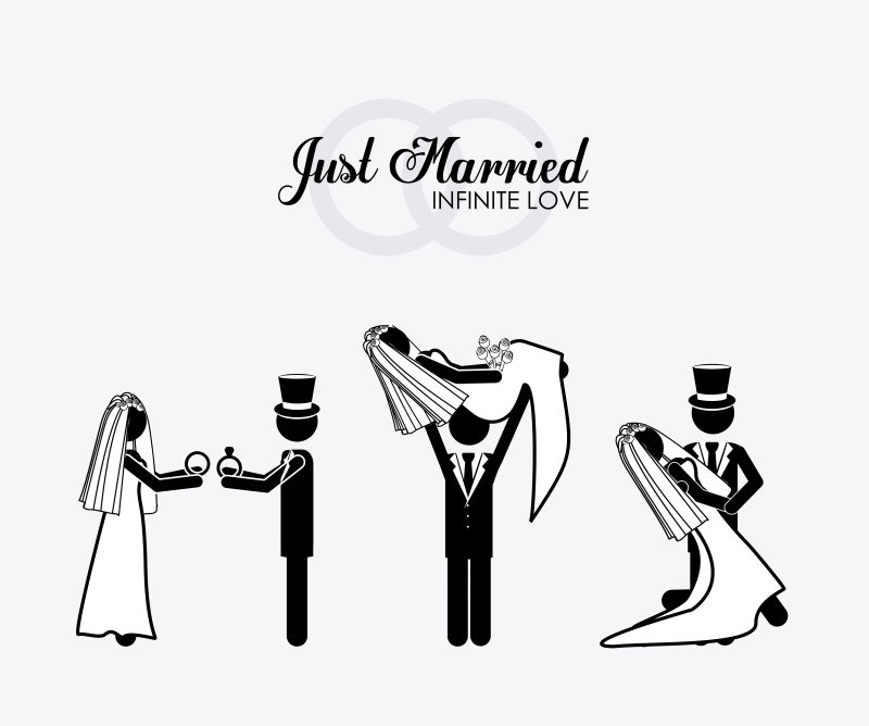 矢量结婚的黑色小人