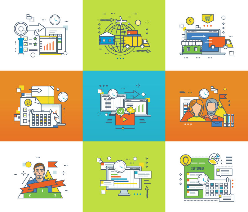 矢量统计分析和管理团队合作等插图