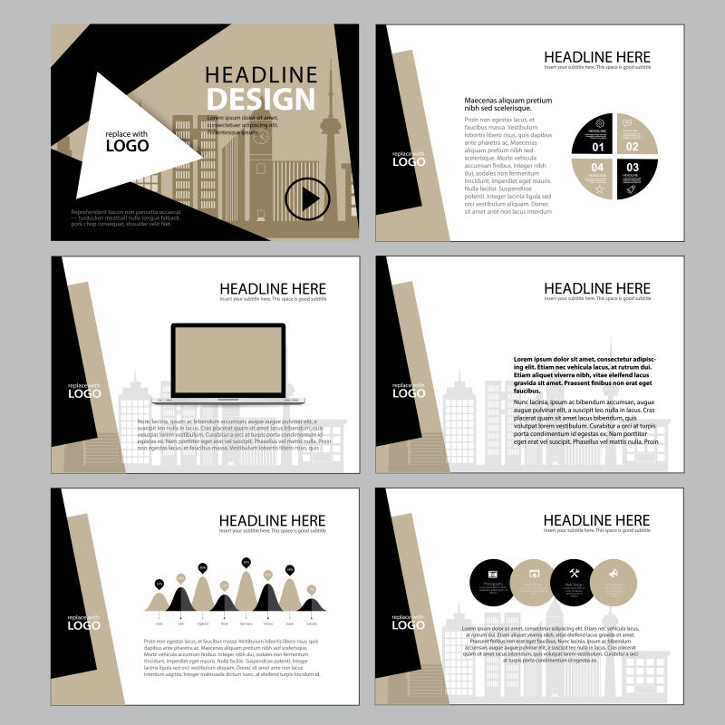 矢量的飞页和信息图表元素设计