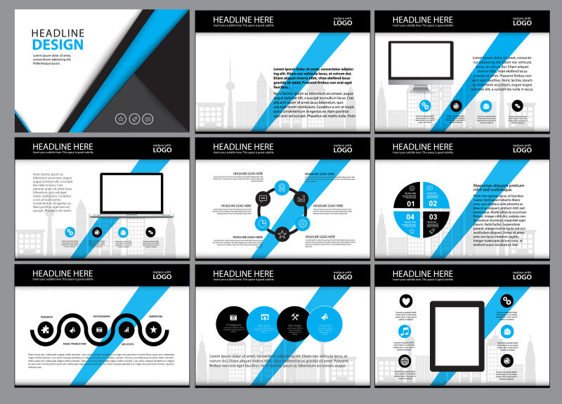 用于演示和小册子的页面布局矢量设计