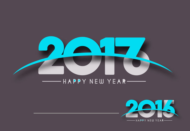 矢量薄荷绿和灰色新年快乐贺卡设计