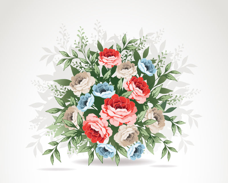 手绘美丽的花卉矢量插图