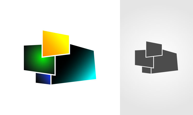 几何拼接商标矢量