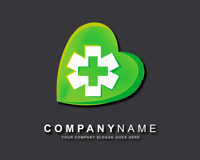 绿色爱心商业图标矢量