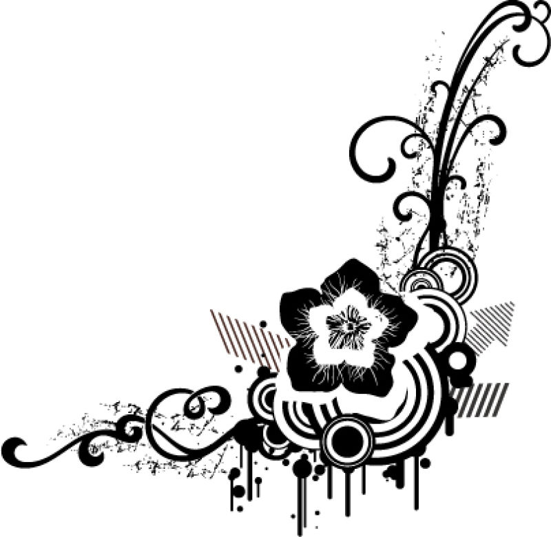 矢量黑白花卉图案设计