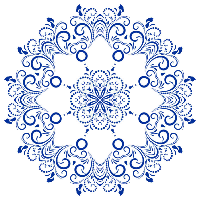 矢量几何曼陀罗花卉图案设计