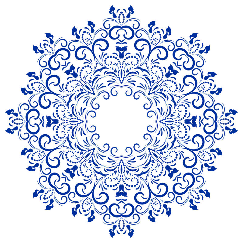 矢量蓝色几何花卉图案设计