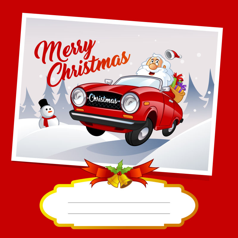 开汽车的圣诞老人矢量插图