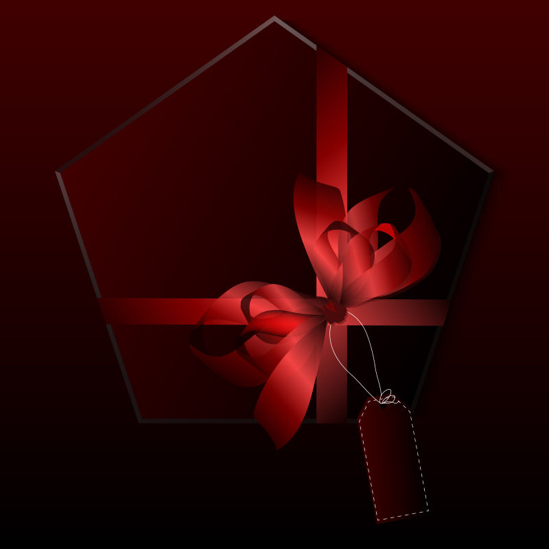 黑色礼品盒红色丝带矢量图