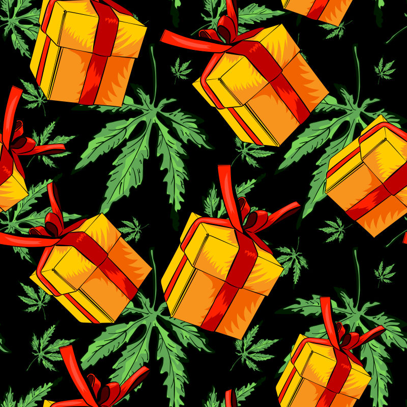创意矢量手绘礼品盒的装饰无缝背景