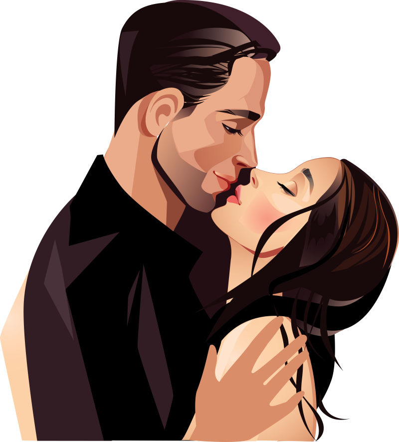 拥抱在一起的情侣矢量插图