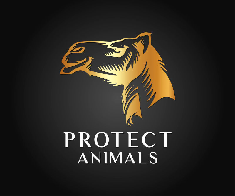 金色马头图标设计矢量