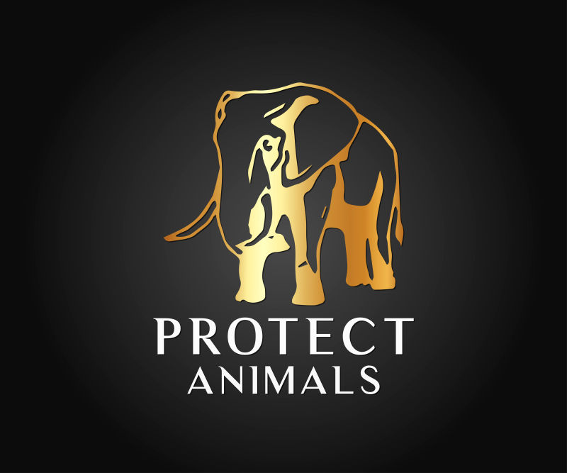 金色的大象图标设计矢量