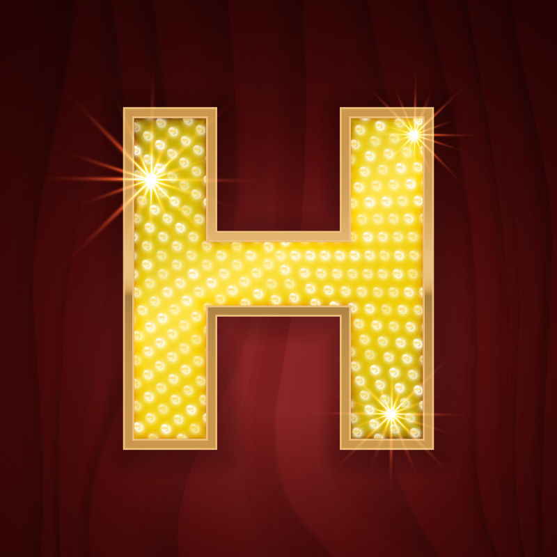 金色灯泡数字母H矢量