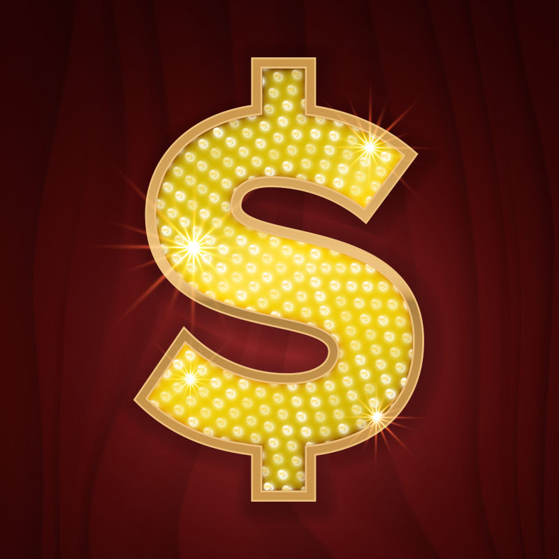 创意金色灯泡美元符号设计矢量