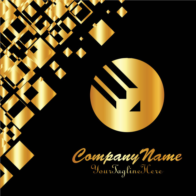 金色圆圈里的铅笔矢量标志