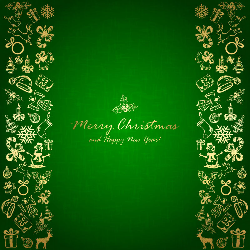 绿色背景金属元素圣诞节背景矢量