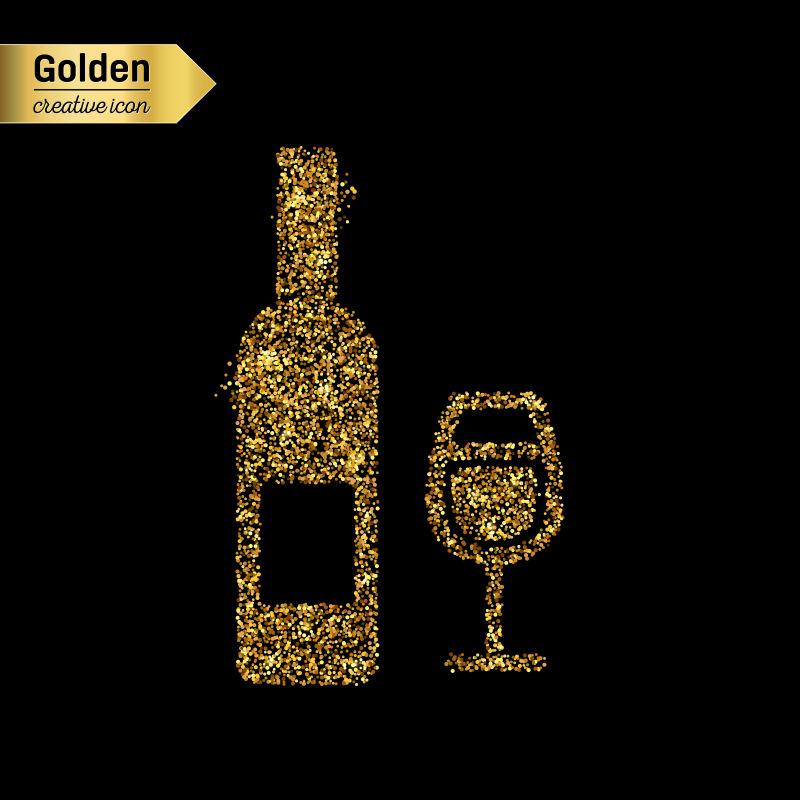 金色葡萄酒矢量图标