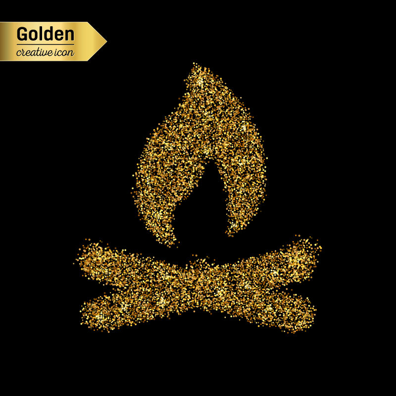 金色闪耀的篝火矢量图标