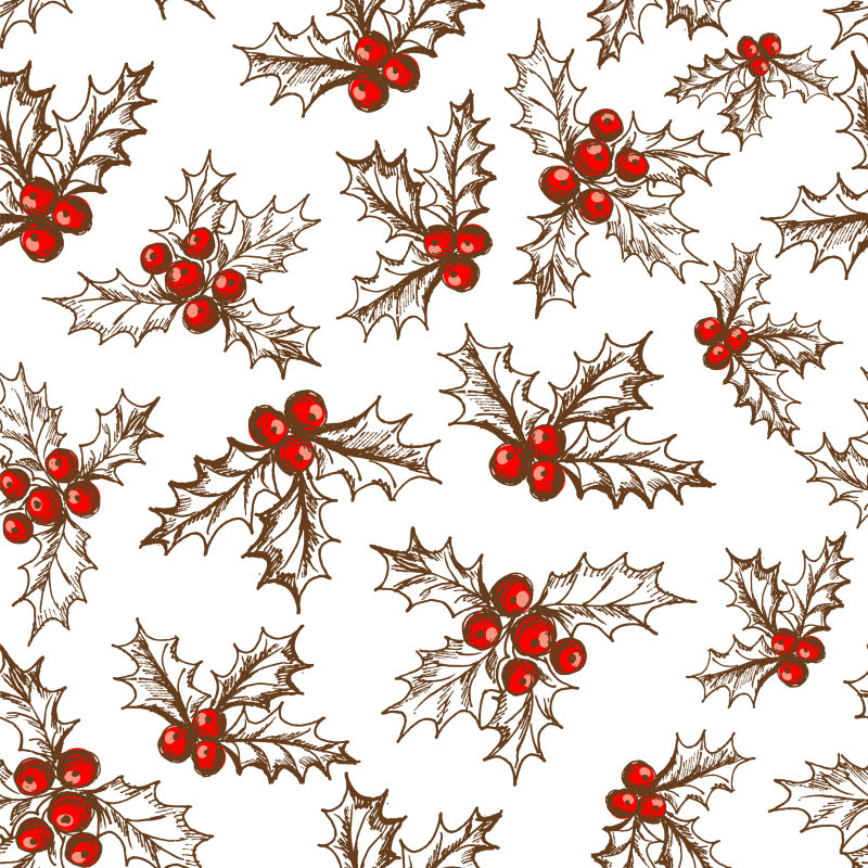 无缝圣诞浆果矢量背景