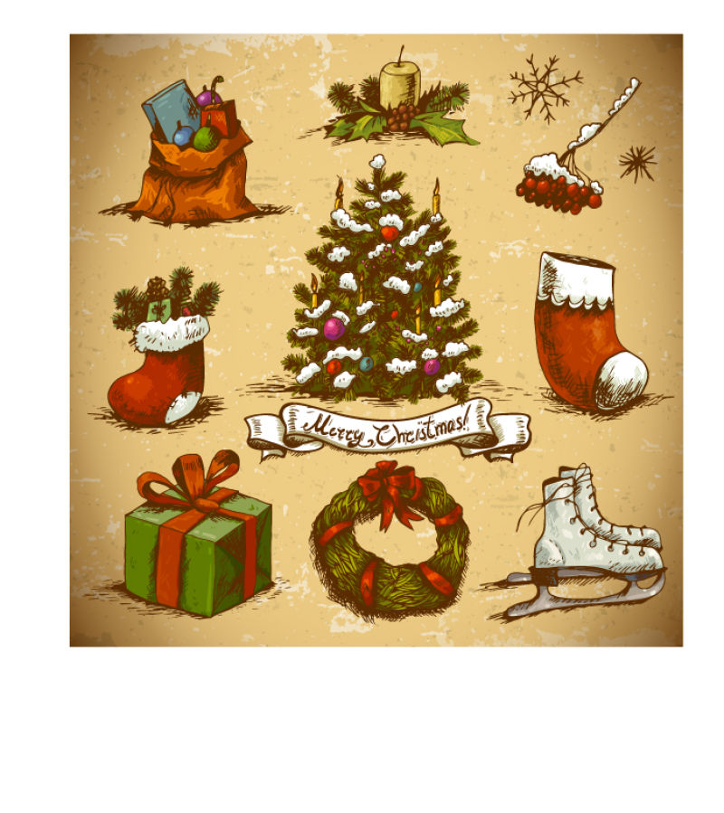 矢量新年和圣诞设计元素集