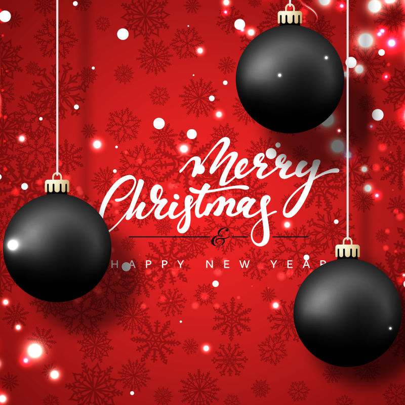 红色圣诞新年贺卡设计矢量图