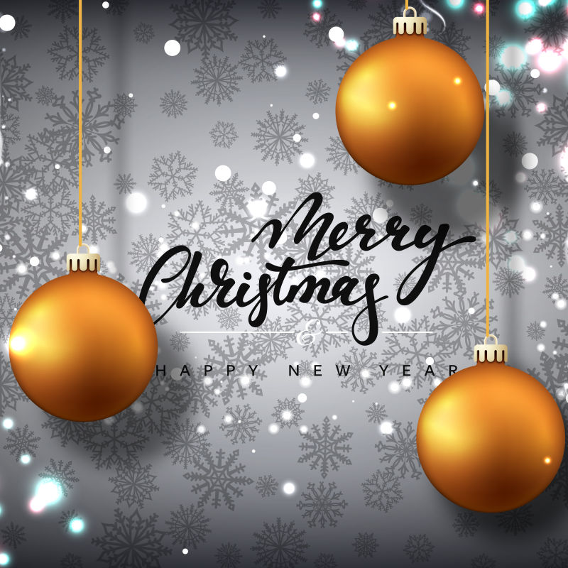 银色圣诞新年贺卡矢量图