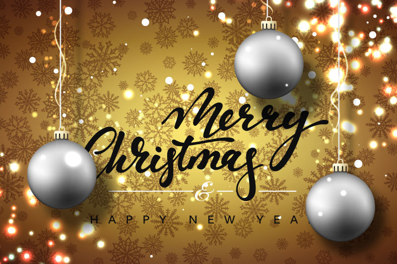 金色圣诞新年贺卡矢量图