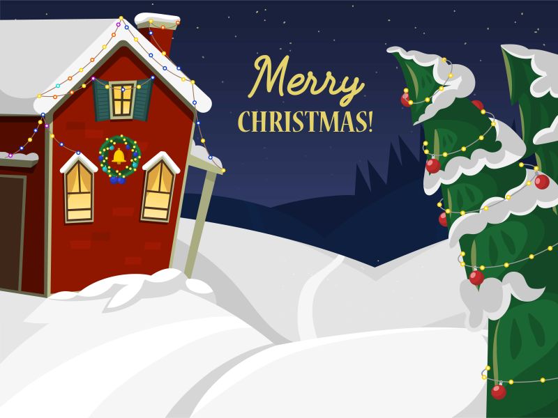 矢量圣诞雪景