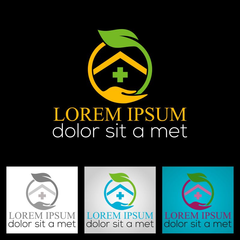 矢量四色医院图标创意logo设计