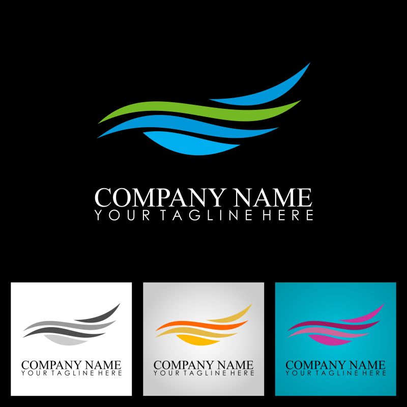 矢量四色波纹创意logo设计