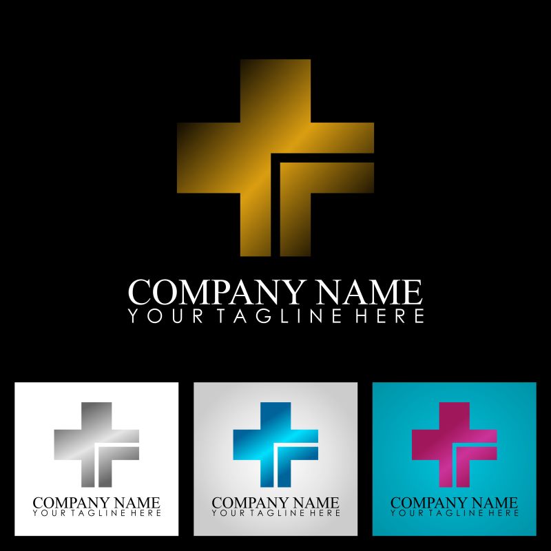 矢量彩色+号创意logo设计