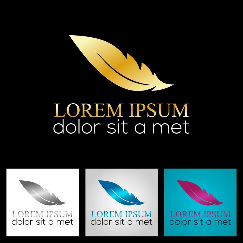 矢量四色创意羽毛logo设计