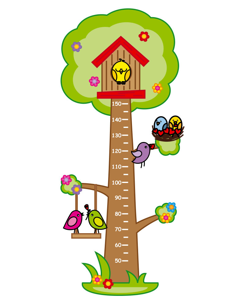 大树图案的身高测量尺矢量设计