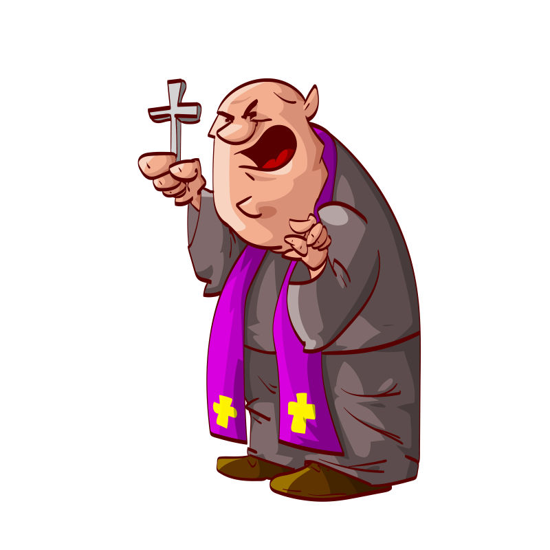 创意矢量卡通卡通天主教牧师插图