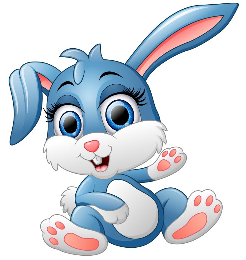 抽象矢量可爱的蓝兔子插图