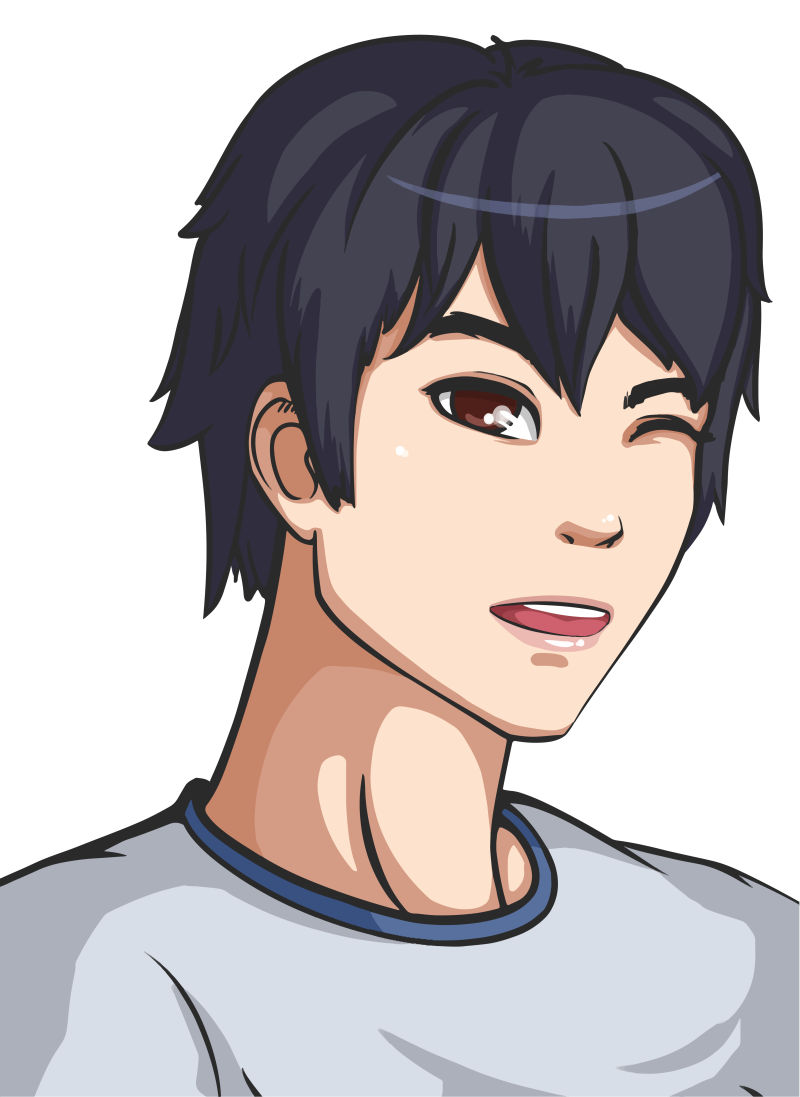 矢量抽象卡通帅气的男孩头像