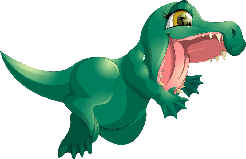 矢量卡通绿色鳄鱼张大嘴巴