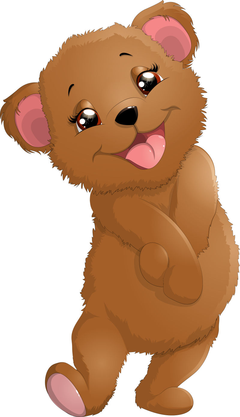 抽象矢量卡通害羞的棕熊插图