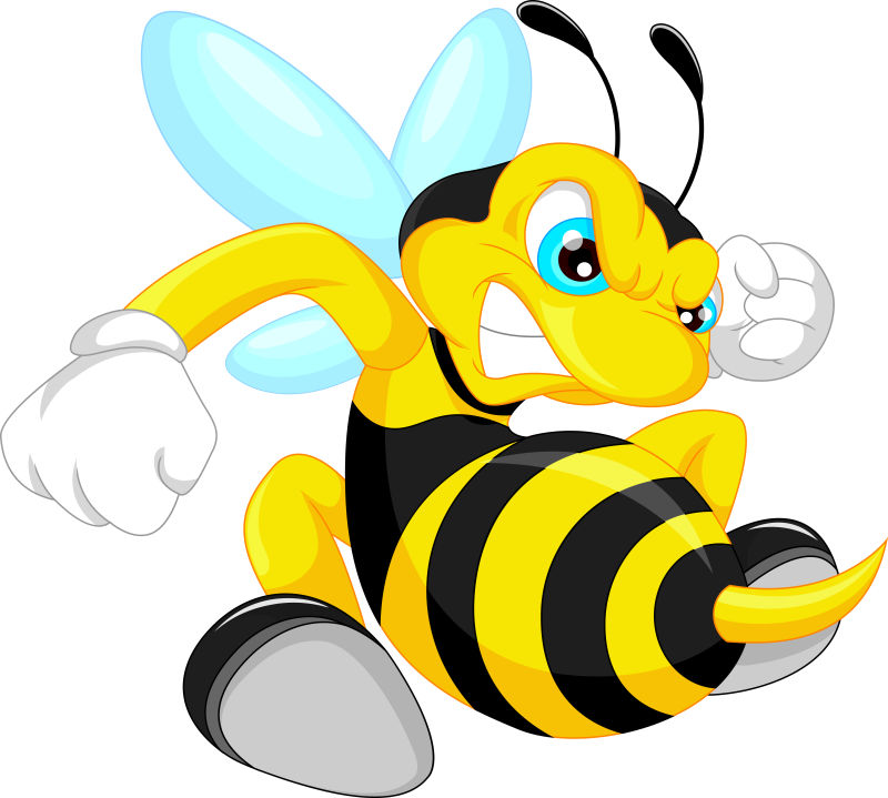 抽象矢量卡通愤怒的蜜蜂插图