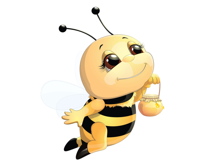 创意矢量卡通采蜜的小蜜蜂插图