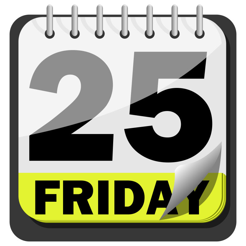 日历上的25号矢量插图