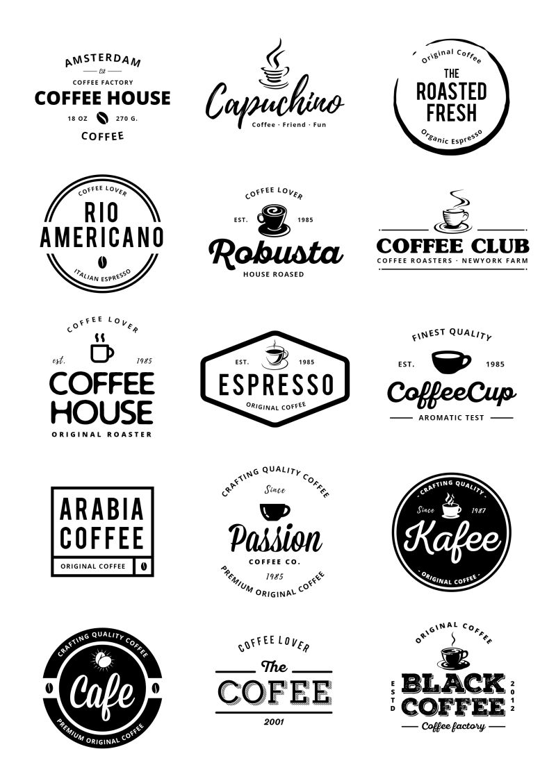 咖啡店的创意标签矢量设计