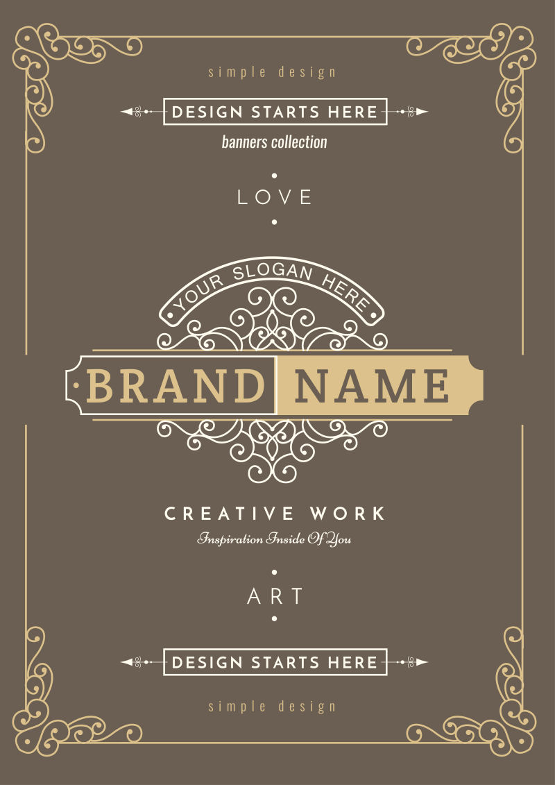 矢量创意复古证书样板设计
