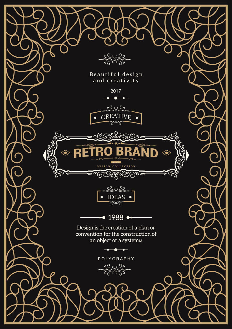 矢量复古结业证书样板设计图