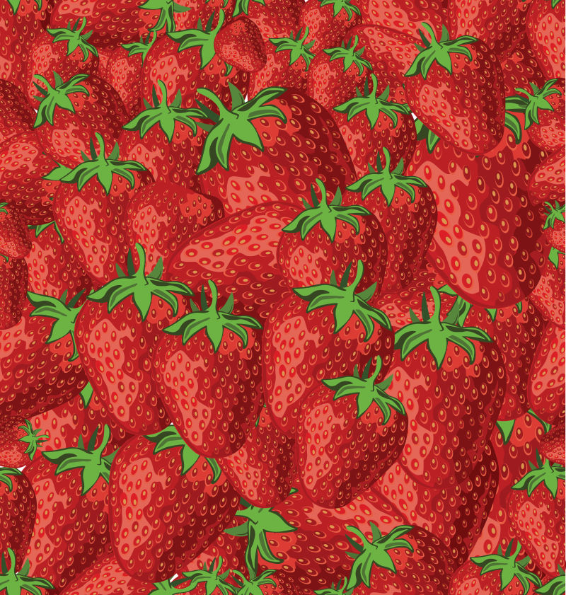 创意矢量手绘草莓无缝插图