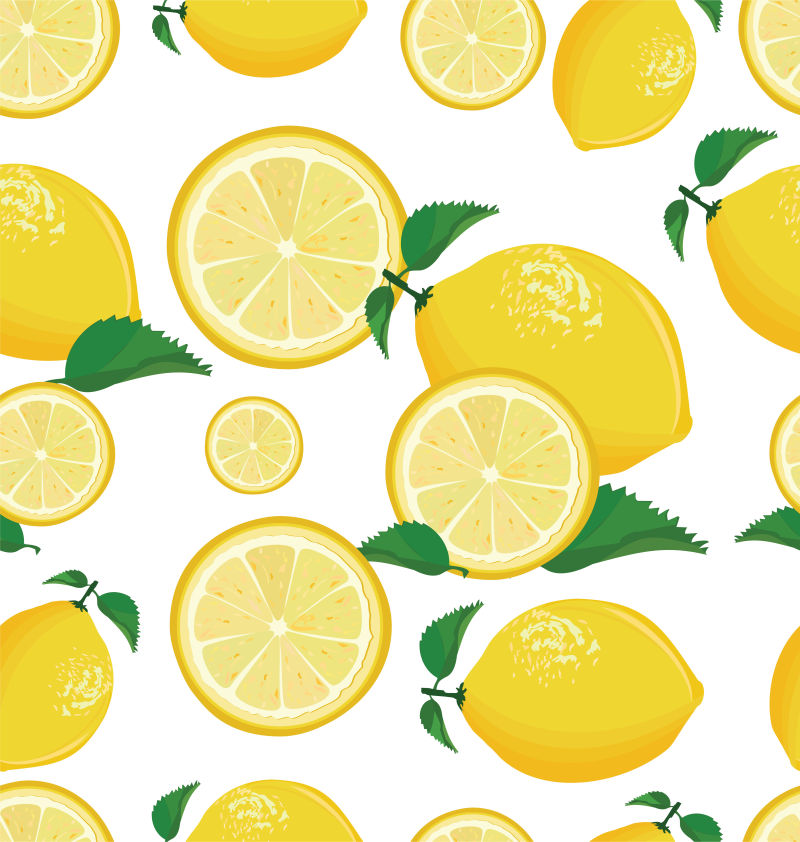 矢量新鲜柠檬的无缝插图背景