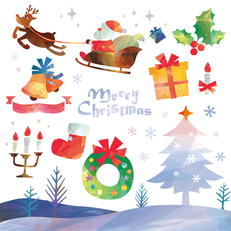创意圣诞手绘元素背景矢量