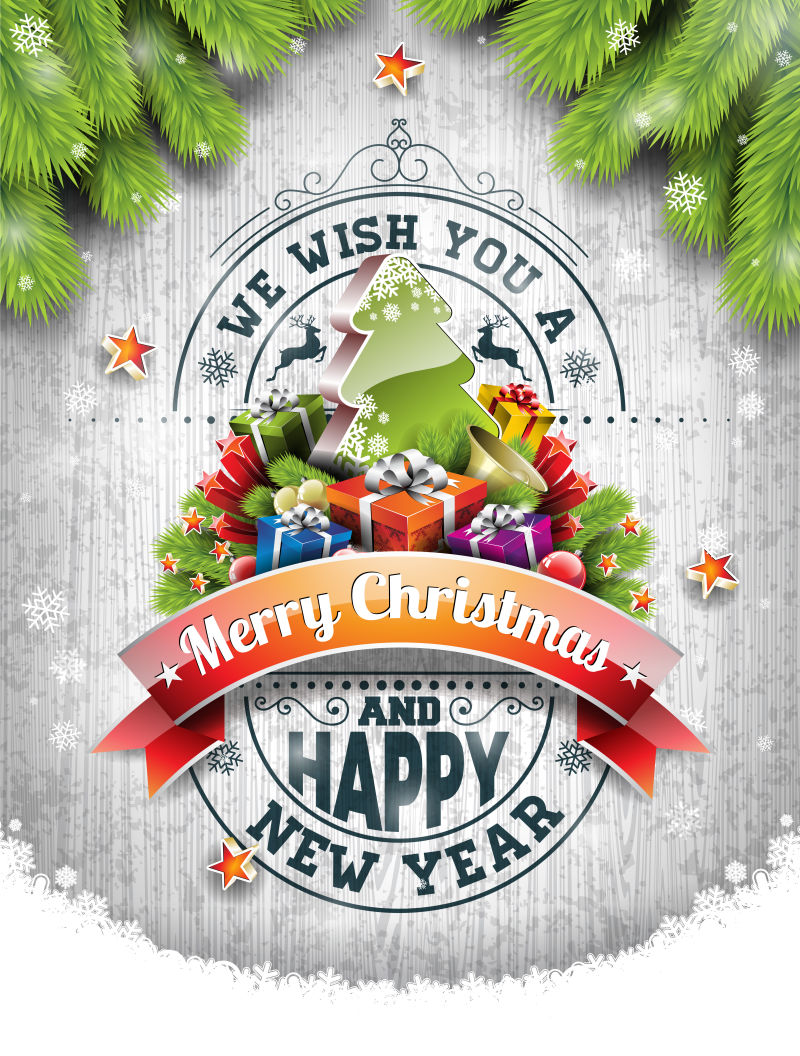 圣诞节创意海报排版矢量