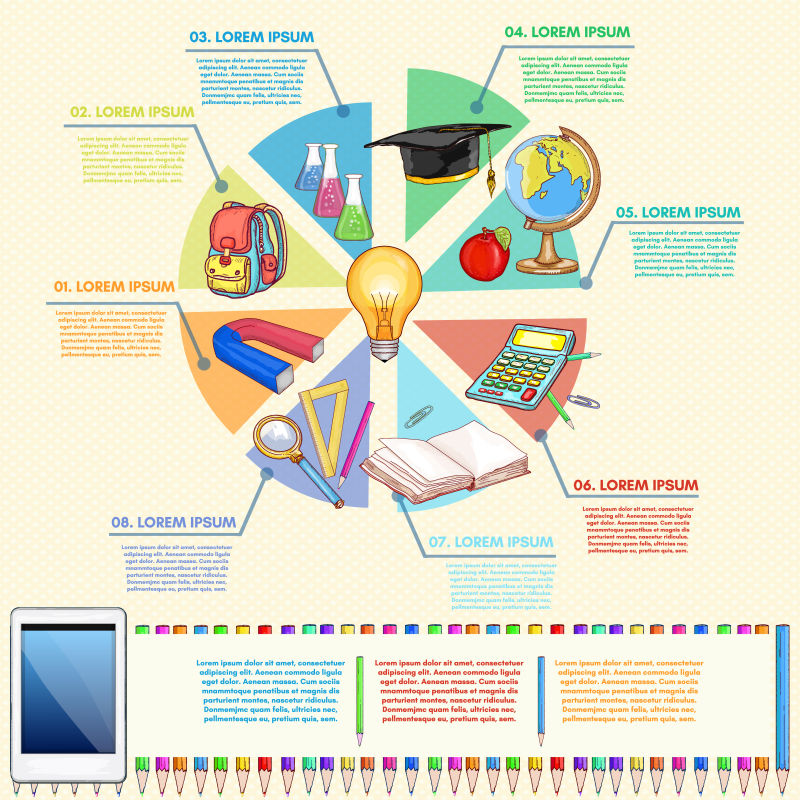 学校工具在线教育信息图表矢量